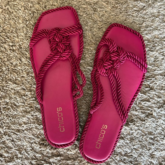 Chico’s Cord Sandals Brand new with tags Botanic Berry size 9 Flip Flops NWT - Picture 3 of 4